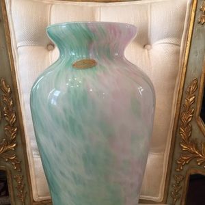 MURANO Multicolored Pastel Swirl Crystal 12” Vase
